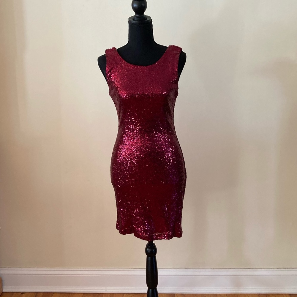 Red Sequined Mini party dress size medium